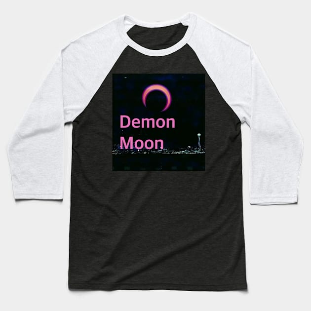 Demon Moon logo Baseball T-Shirt by lofi_retrowave